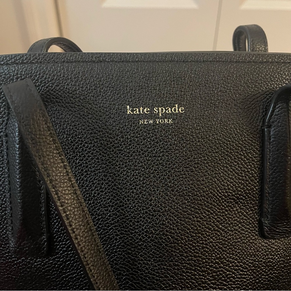 Kate Spade Black Leather Tote Handbag with Dust Bag EUC - Picture 3 of 12